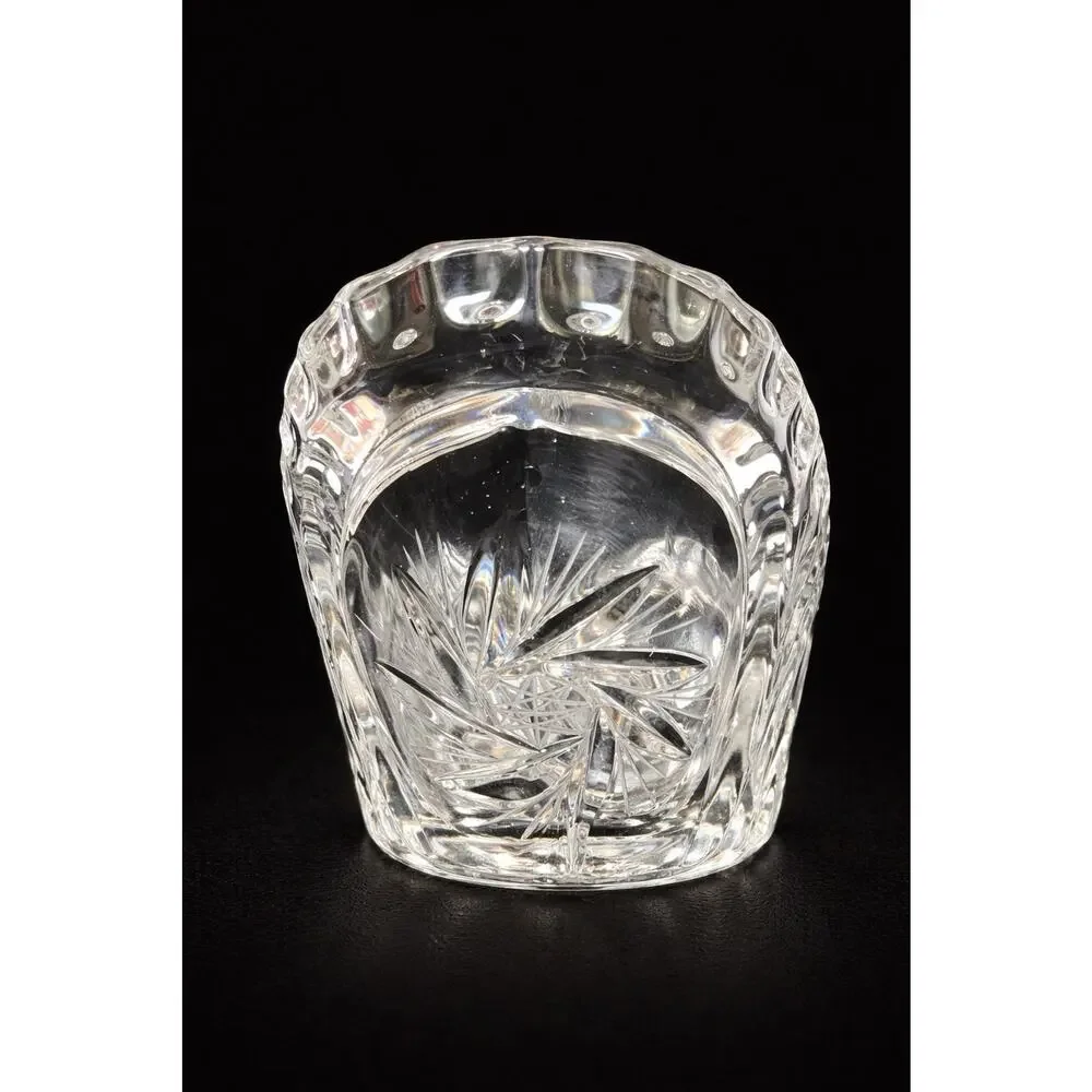 Vintage Cut Glass Canoe Bowl Hobstar Starburst Banana Dish Crystal Centerpie